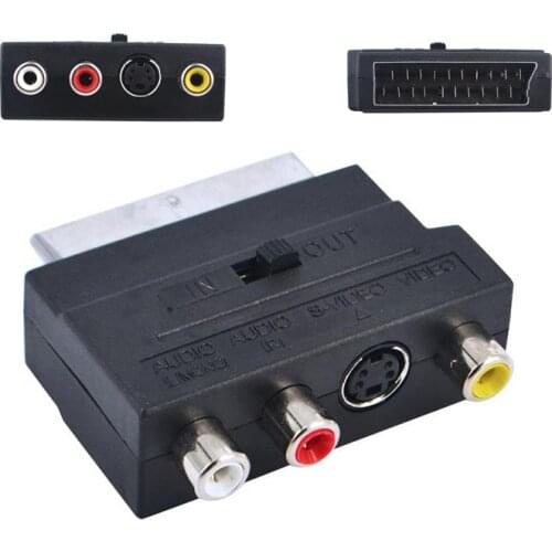 RGB Scart to 3 RCA S-Video Adapter Composite RCA SVHS S-Video AV TV Audio For Video DVD Recorder TV Television Projector