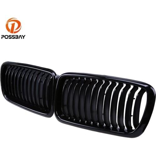 POSSBAY A Pair Car Front Center Racing Grills Gloss Black Decoration Grille Car Styling for BMW 7-Series E38 Sedan 1994-2001