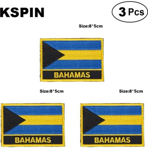 Bahamas Rectangular Shape Flag patches embroidered flag patches national flag patches for clothing DIY Decoration