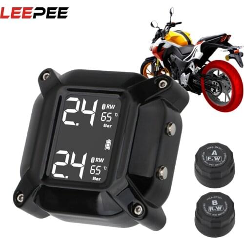 Wireless Motorcycle TPMS Moto Tire Pressure Tyre Temperature Monitoring Alarm System LCD Display Magnetic USB Quick Charge