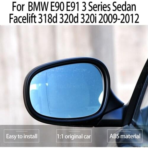 Wing Rearview Side View Left & Right Mirror Glass Blue Heated for BMW E90 E91 3 Series Sedan Facelift 318d 320d 320i 2009-2012