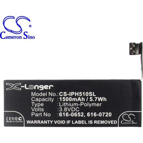 CameronSino for iPhone 5s A1234 A1457 A1516 A1518 A1528 A1529 A1530 A1533 616-0652 616-0719 616-0720 616-0722 616-0728 battery
