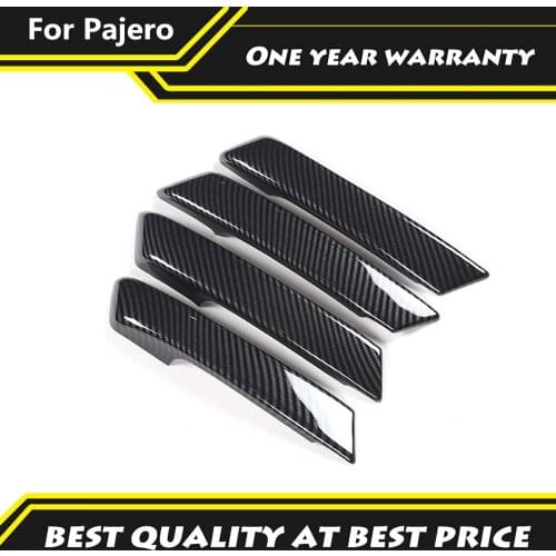 For Mitsubishi Pajero 2007-2021 Side Door Handle Cover Decoration Panle Carbon Fiber Color Car Accessories