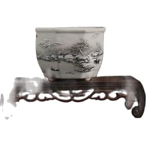 Retro-style pink snow-scenic Acorus calamus multi-meat orchid four-legged octagonal flower pot