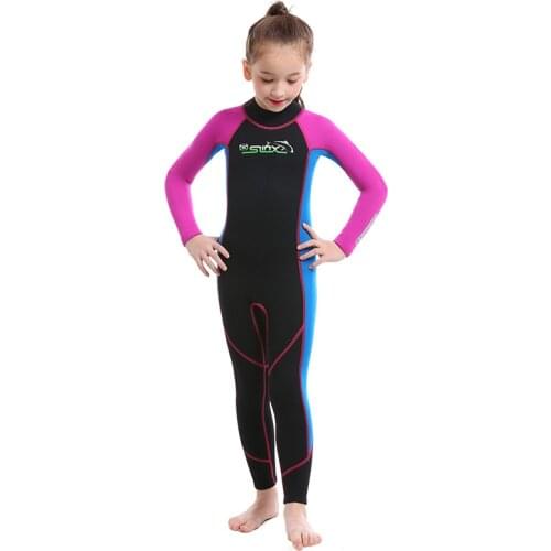 Full Body Kids Wetsuit Neoprene One Piece Warm Swimsuit 2.5MM for Girls Boys Children, Long Sleeve UV Protection Swimming Suit