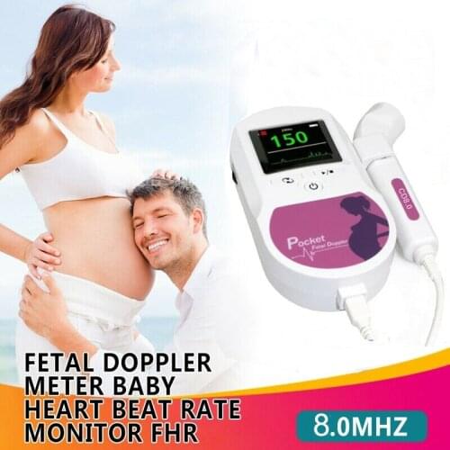 8.0MHZ CONTEC Sonoline C Baby SoundC1 Doppler Fetal Heart Rate Monitor Home Pregnancy Heart Rate Detector LCD Display Pink