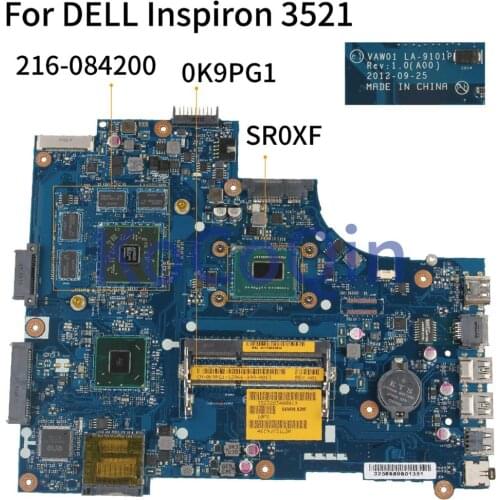 KoCoQin Laptop motherboard For DELL Inspiron 15R 3521 5521 I3-3227U Mainboard CN-0K9PG1 0K9PG1 VAW01 LA-9101P SR0XF 216-0842000
