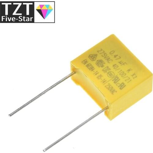 10pcs 470nF capacitor X2 capacitor 275VAC Pitch 15mm X2 Polypropylene film capacitor 0.47uF