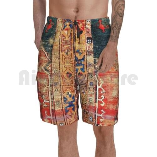 Konya Central Anatolian Prayer Rug Beach Shorts Men Beach Pants Swim Trunks Vintage Vintage Rug Carpet Persian Tribal