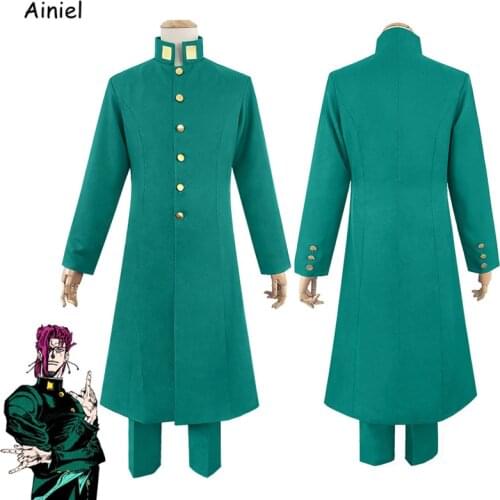 Japanese Anime JoJo Bizarre Adventure Cosplay Kakyoin Noriaki Costume Hierophant Green Battle Suit Outfit Men Women Red Wig