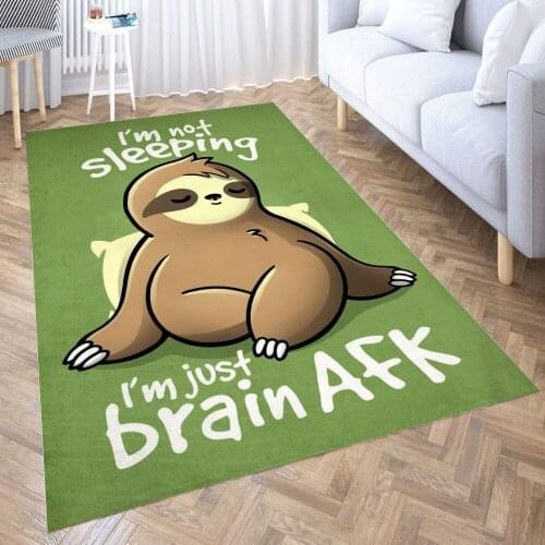 Brain AFK sloth Carpet for Living Room 3D Anime Cartoon Rug Gamer Teen Room Bedside Lounge Rug Kids Children Floor Mats