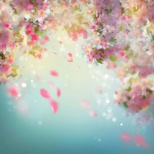 Laeacco Spring Watercolor Flowers Light Bokeh Polka Dots Petals Wonderland Newborn Scenic Photo Background Photographic Backdrop