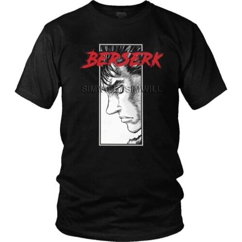 Manga Guts Berserk T Shirt for Men Cotton Print T-shirt Novelty Tshirt Short Sleeve Egg of the King Black Swordsman Tee Tops