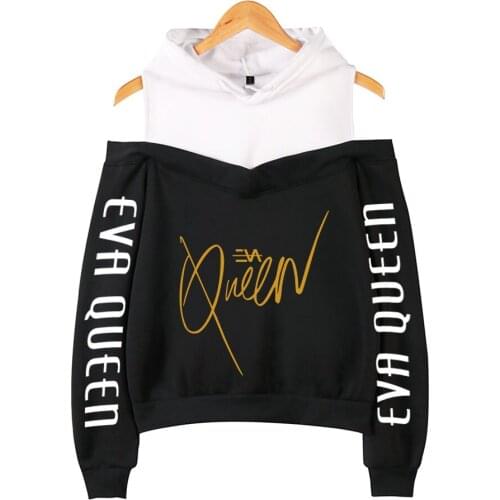 2020 New Eva Queen casual long-sleeved off-shoulder Hoodie Women Sweatshirt Eva Queen Print Streetwear Hoodies for women