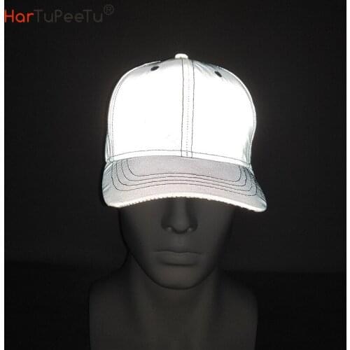 Unisex Novelty Reflective Baseball Cap Men Women Night Luminous Hip Hop Club Hat with Adjustable Strap Casquette Gorros