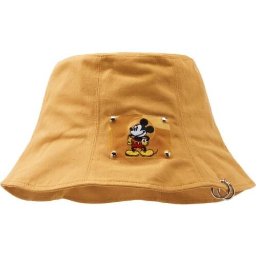 2020 New Disney Mickey Bucket Hats Mickey Mouse Women Korean Style Bucket Hat Womens Cotton Women Hats Girl Fisherman Hat Cotton