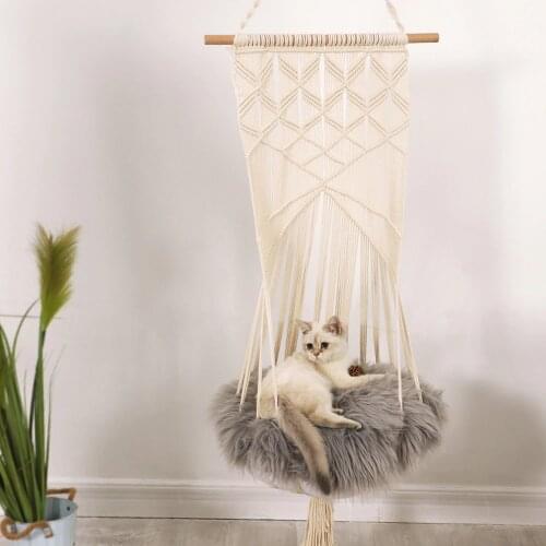 Behogar Cat Hammock Swing Hanging Mesh Basket Bed Chair without Cushion for 20kg Kittens Bedroom Balcony Pet cat Sleep Chair