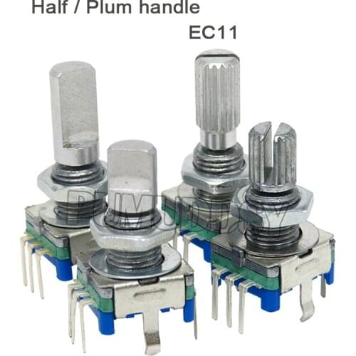 5PCS Half / Plum Axis Rotary Encoder, Handle Length 15mm / 20mm Code Switch/ EC11/ Digital Potentiometer With Switch 5Pin 3Pin
