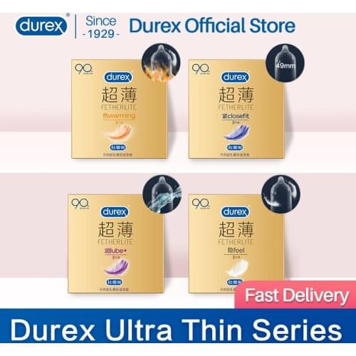 Durex Condoms Ultra Thin Close Fit Extra Lubricanted Natural Latex Tight Penis Sleeve Adult Sex Products for Man