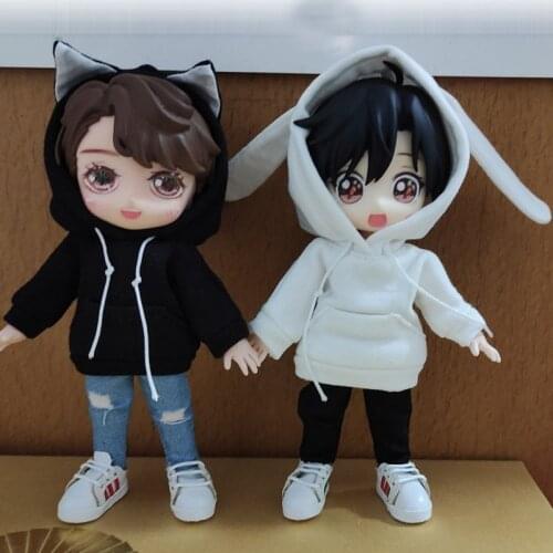 Molly Ob11 GSC plain 1/12 doll dress animal pocket hoodie rabbit ears cat ears doll clothes coat