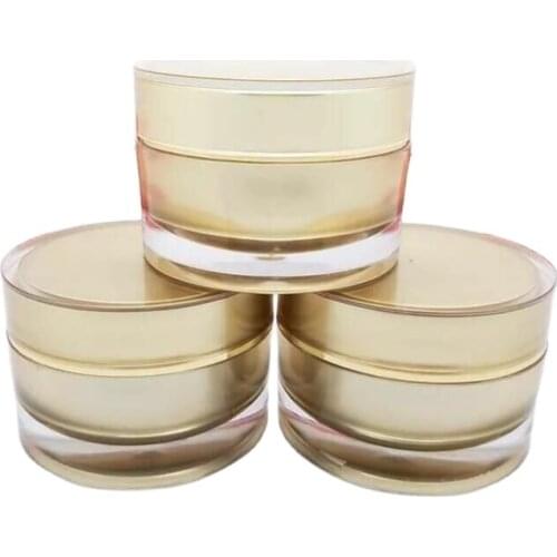 50G straight round gold acrylic jar pot tine bottle for day night cream/essence/moisturizer/gel cosmetic packing plastic jar
