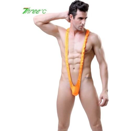 Sexy Men Underwear One-Piece Temptation Thong Erotic Lingerie V-Shaped Strap Swimsuit