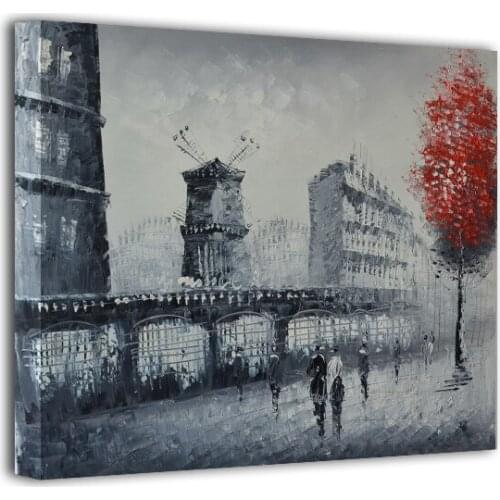 Modern home decor hand-painted oil painting restoring ancient ways of city street landscape DM15062711