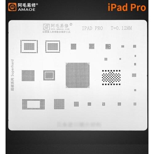 Amao iPad Pro Stencil For A1673 A1674 A1675 BGA CPU RAM Wifi Nand flash Power Audio IC Reballing Pin Heating Template 0.12mm Th