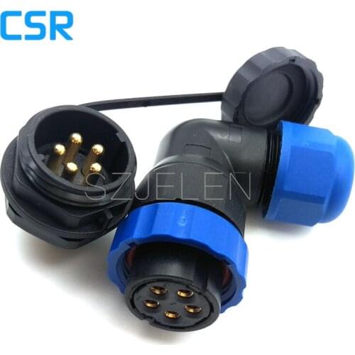 SD20TA-ZM, 90 degree elbow 5 pin waterproof connector ,IP67, 5 pin Industrial panel mount connector power cable plug and socket