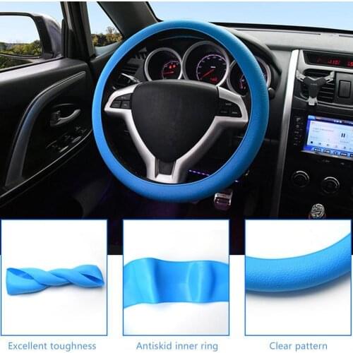 Universal Elastic Anti-slip Soft Silicone Car Washable Steering Wheel Cover Silicone M0H1