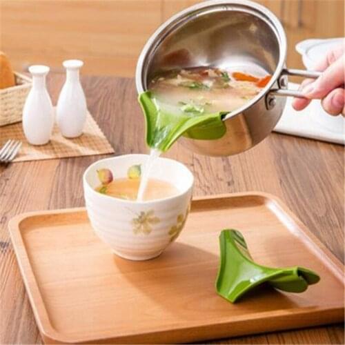 Silicone Anti-spill Liquid Funnel Diversion Mouth Kitchen Tools Kitchenware Round Useful Pour Soup Tool Kitchen Accessories