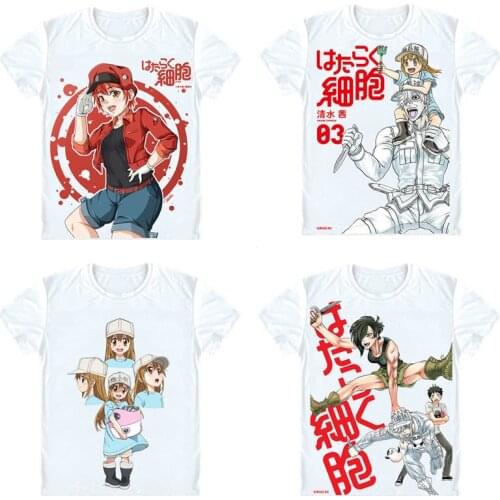 Cells at Work! T-Shirts Short Sleeve Shirts Anime Hataraku Saibou Sekkekkyu Platelets Kesshoban Kochukyu Hakkekkyu Cosplay Shirt