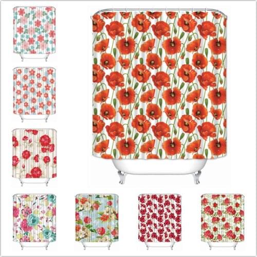 Musife Custom High Quality Flower Floral background Shower Curtain Waterproof Bathroom Polyester Fabric Bathroom Curtain