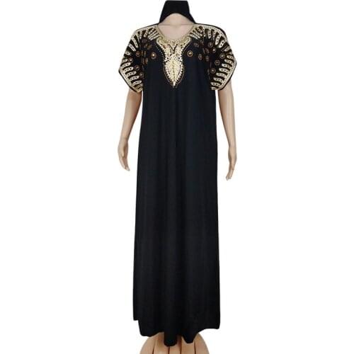Fashion Embroidery Diamond Muslim Dress Women Abaya Dubai Turkey Muslim Hijab Dress Islam Clothing Party African Dresses Women
