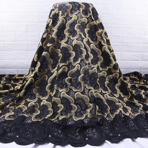 Zhenguiru Gold African Lace Fabric Fashion Swiss Voile Lace In Switzerland 5Yards Nigerian Lace Cloth For Party Daily Wear A1827