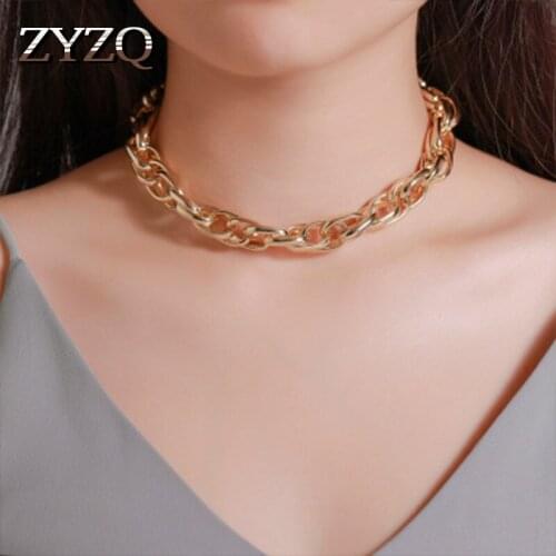 ZYZQ Punk Thick Chain Design Necklace For Women Personality Simple Choker Necklace Wholesale Lots&Bulk Hot Selling Jewelry