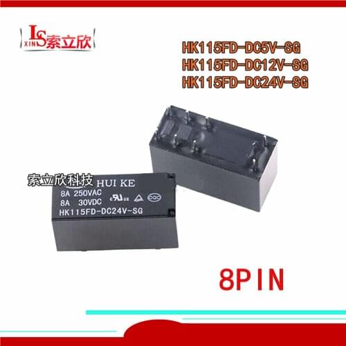 10PCS/lot 100%Original New Relay HK115FD-DC5V-SG HK115FD-DC12V-SG HK115FD-DC24V-SG HK115FD DC12V SG 12VDC 8A 250VAC 8PIN