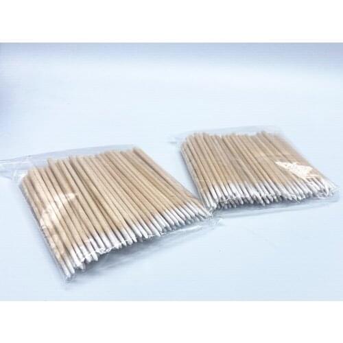 100 pcs Wood Cotton Swab Eyelash Extension Tools Medical Ear Care Cleaning Wood Sticks Cosmetic Cotton Swab Cotton Buds Tip