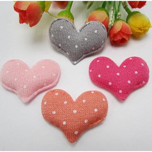 100pcs/lot Teddy love polka heart handmade padded applique Crafts for garment accessories and Girl Hair Jewelry Decoration