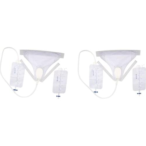 2 Set Reusable Male Urinal Leg Incontinence External Catheter + 2 Drain Bags
