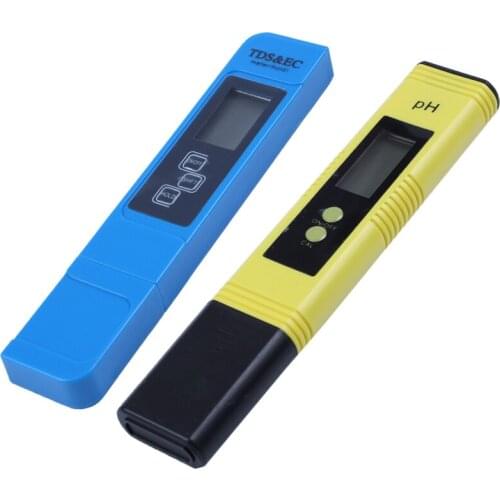 2Pcs Digital 0.0-14.0 PH Meter Tester 0-9990Ppm Digital TDS EC LCD Water Purity PPM Aquarium Filter