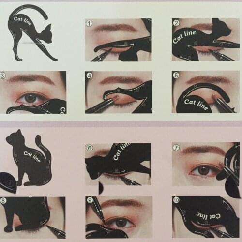 2Pcs Eye Liner Makeup Cat Eye Eyeliner Stencil New Design Eyeliner Stencil Models Eyebrow Eyes Liner Template Shaper Tool