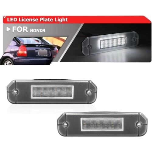 2x For Honda Civic EJ EG EK Coupe/Hatchback/Sedan CR-X Del Sol Integra SJ SMD Canbus White Car Rear Led License Plate Lights