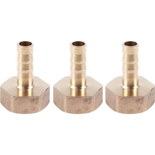 3 Pcs 1/2 BSP Female Thread 8mm Air Pneumatic Gas Hose Barbed Fitting Gold