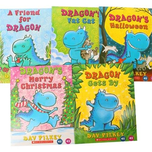 5 Books/Set Dragon Tales Fat Dinosaur Legend Picture Book Picture Book English Story Childrens Learning Toys Libros
