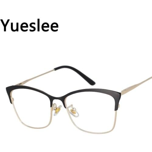 51097 Lentes Luz Azul Metal Blue Light Lenses Cat Eye Glasses Frame Men Women Optical Fashion Computer Eyeglasses Oculos De Grau