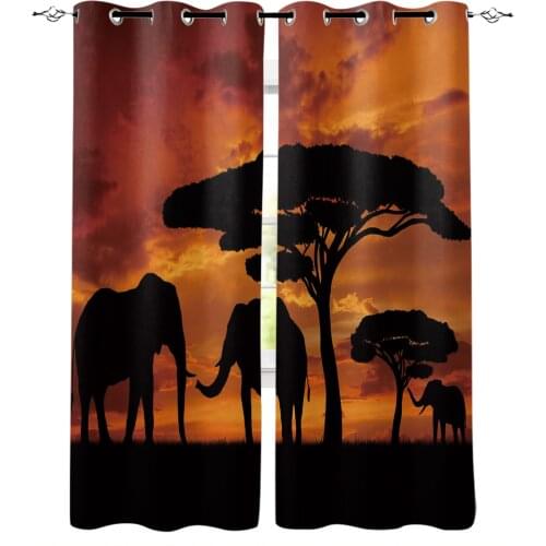 Africa Indian Elephant Curtain for Living Room Kids Room Decoration Bedroom Curtain Window Treatment Drapes