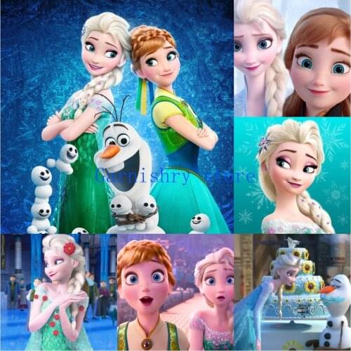 5d Diy Diamond Mosaic Diamond Painting Disney Elsa Anna Diamond Embroidery Full Girls' Room Home Decoration Cross Stitch Kits