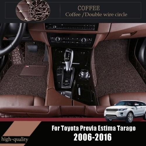 Car Floor Mats Luxury Double Layer Wire Loop For Toyota Previa Estima Tarago 2016-2006 (7 Seater) Protect Auto Styling Carpets