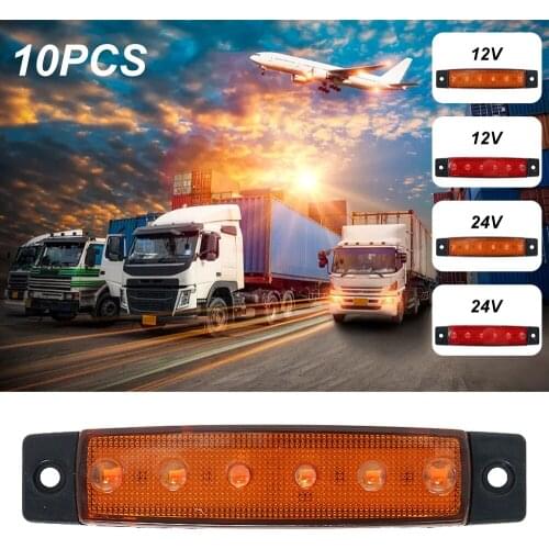 Red Yellow White Blue 12/24V 6 SMD LED Auto Car Bus Truck Lorry Side Marker Led Trailer Light Rear Side Lamp